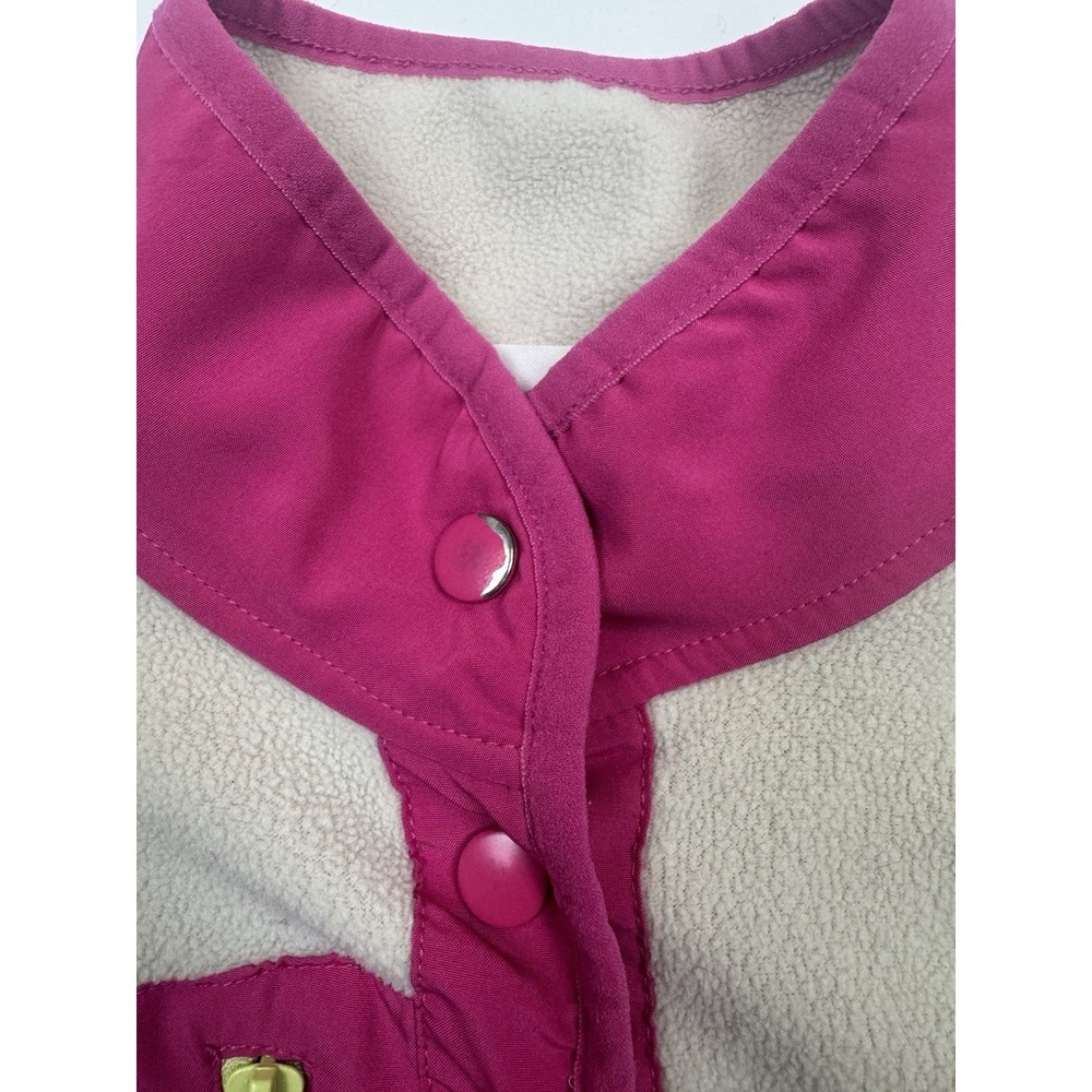 Hippie Rose Women's Medium Cropped Fleece Pullover Beige Magneta Snap Neck - Picture 4 of 9